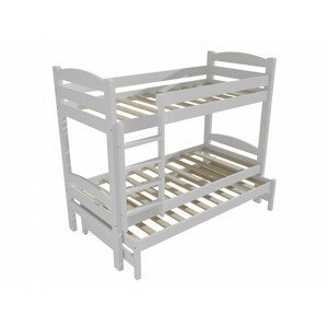 Patrová postel s výsuvnou přistýlkou PPV 010 (Rozměr: 90 x 190 cm, Prostor mezi lůžky: 80 cm, Barva dřeva: barva bílá)