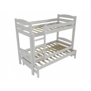 Patrová postel s výsuvnou přistýlkou PPV 010 (Rozměr: 90 x 190 cm, Prostor mezi lůžky: 100 cm, Barva dřeva: barva bílá)