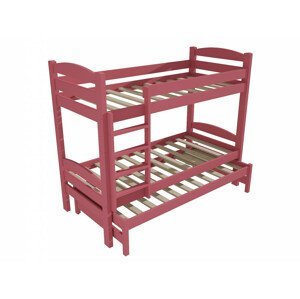 Patrová postel s výsuvnou přistýlkou PPV 010 (Rozměr: 90 x 190 cm, Prostor mezi lůžky: 80 cm, Barva dřeva: barva růžová)