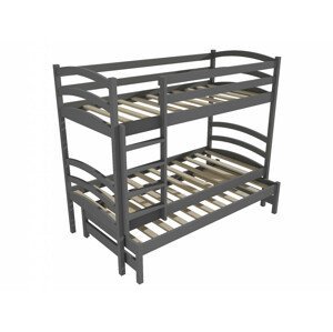 Patrová postel s výsuvnou přistýlkou PPV 011 (Rozměr: 90 x 190 cm, Prostor mezi lůžky: 80 cm, Barva dřeva: barva šedá)