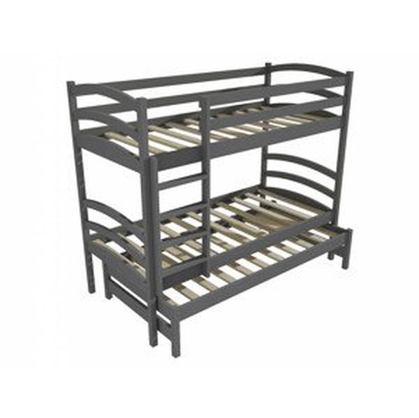 Patrová postel s výsuvnou přistýlkou PPV 011 (Rozměr: 90 x 190 cm, Prostor mezi lůžky: 90 cm, Barva dřeva: barva šedá)