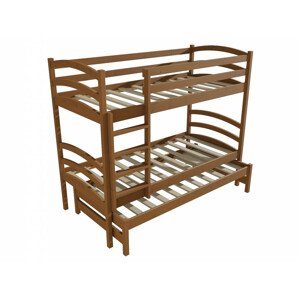 Patrová postel s výsuvnou přistýlkou PPV 011 (Rozměr: 90 x 190 cm, Prostor mezi lůžky: 80 cm, Barva dřeva: moření dub)