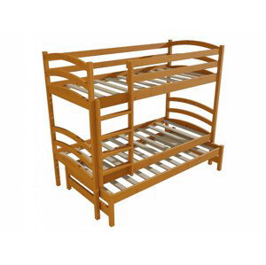 Patrová postel s výsuvnou přistýlkou PPV 011 (Rozměr: 90 x 190 cm, Prostor mezi lůžky: 80 cm, Barva dřeva: moření olše)