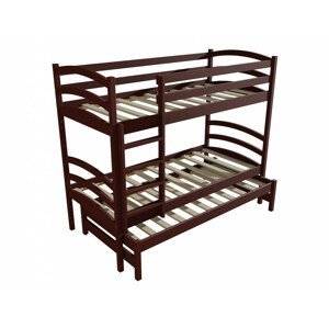 Patrová postel s výsuvnou přistýlkou PPV 011 (Rozměr: 90 x 190 cm, Prostor mezi lůžky: 80 cm, Barva dřeva: moření ořech)