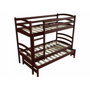Patrová postel s výsuvnou přistýlkou PPV 011 (Rozměr: 80 x 190 cm, Prostor mezi lůžky: 90 cm, Barva dřeva: moření ořech)