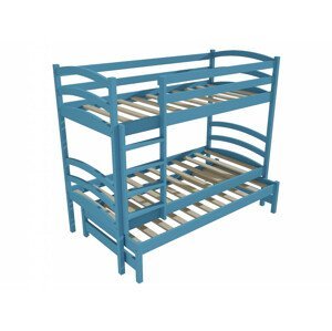 Patrová postel s výsuvnou přistýlkou PPV 011 (Rozměr: 90 x 190 cm, Prostor mezi lůžky: 90 cm, Barva dřeva: barva modrá)