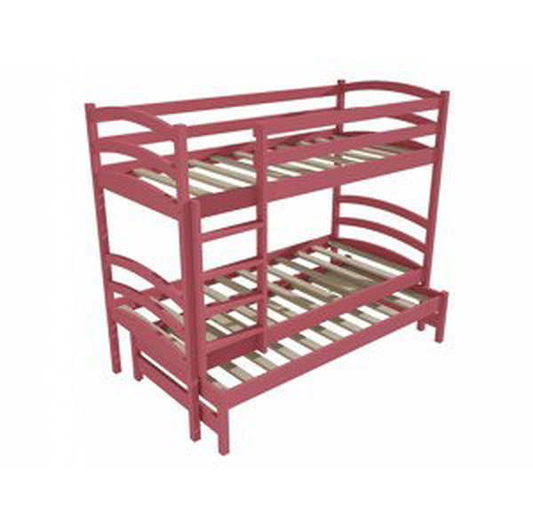 Patrová postel s výsuvnou přistýlkou PPV 011 (Rozměr: 90 x 180 cm, Prostor mezi lůžky: 100 cm, Barva dřeva: barva modrá)