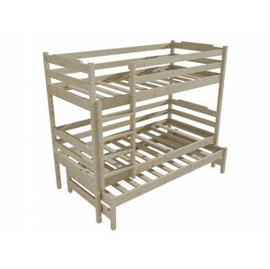 Patrová postel s výsuvnou přistýlkou PPV 012 (Rozměr: 90 x 190 cm, Prostor mezi lůžky: 80 cm, Barva dřeva: surové dřevo)
