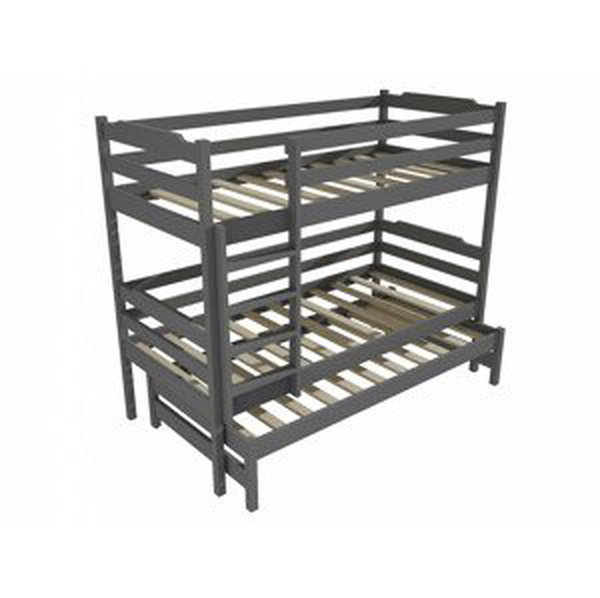 Patrová postel s výsuvnou přistýlkou PPV 012 (Rozměr: 90 x 190 cm, Prostor mezi lůžky: 80 cm, Barva dřeva: barva šedá)