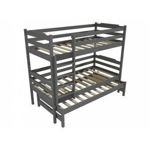 Patrová postel s výsuvnou přistýlkou PPV 012 (Rozměr: 90 x 180 cm, Prostor mezi lůžky: 90 cm, Barva dřeva: barva šedá)