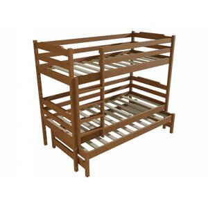 Patrová postel s výsuvnou přistýlkou PPV 012 (Rozměr: 90 x 190 cm, Prostor mezi lůžky: 80 cm, Barva dřeva: moření dub)