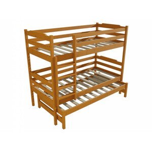 Patrová postel s výsuvnou přistýlkou PPV 012 (Rozměr: 90 x 190 cm, Prostor mezi lůžky: 80 cm, Barva dřeva: moření olše)