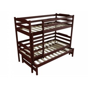 Patrová postel s výsuvnou přistýlkou PPV 012 (Rozměr: 90 x 190 cm, Prostor mezi lůžky: 80 cm, Barva dřeva: moření ořech)