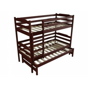 Patrová postel s výsuvnou přistýlkou PPV 012 (Rozměr: 90 x 190 cm, Prostor mezi lůžky: 90 cm, Barva dřeva: moření ořech)