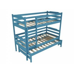 Patrová postel s výsuvnou přistýlkou PPV 012 (Rozměr: 90 x 190 cm, Prostor mezi lůžky: 90 cm, Barva dřeva: barva modrá)