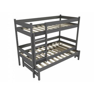 Patrová postel s výsuvnou přistýlkou PPV 013 (Rozměr: 90 x 190 cm, Prostor mezi lůžky: 90 cm, Barva dřeva: barva šedá)