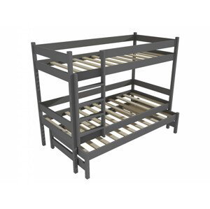Patrová postel s výsuvnou přistýlkou PPV 013 (Rozměr: 90 x 190 cm, Prostor mezi lůžky: 100 cm, Barva dřeva: barva šedá)