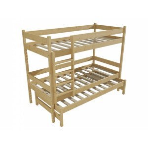 Patrová postel s výsuvnou přistýlkou PPV 013 (Rozměr: 90 x 190 cm, Prostor mezi lůžky: 80 cm, Barva dřeva: bezbarvý lak)