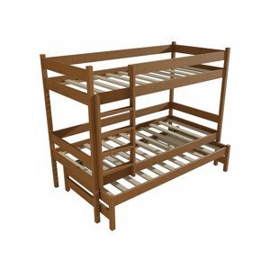 Patrová postel s výsuvnou přistýlkou PPV 013 (Rozměr: 90 x 190 cm, Prostor mezi lůžky: 80 cm, Barva dřeva: moření dub)