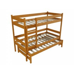 Patrová postel s výsuvnou přistýlkou PPV 013 (Rozměr: 90 x 190 cm, Prostor mezi lůžky: 80 cm, Barva dřeva: moření olše)