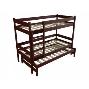 Patrová postel s výsuvnou přistýlkou PPV 013 (Rozměr: 90 x 190 cm, Prostor mezi lůžky: 100 cm, Barva dřeva: moření ořech)