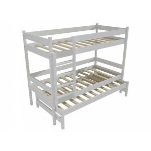 Patrová postel s výsuvnou přistýlkou PPV 013 (Rozměr: 90 x 190 cm, Prostor mezi lůžky: 80 cm, Barva dřeva: barva bílá)