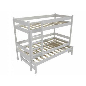 Patrová postel s výsuvnou přistýlkou PPV 013 (Rozměr: 90 x 180 cm, Prostor mezi lůžky: 90 cm, Barva dřeva: barva bílá)