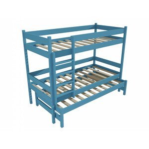 Patrová postel s výsuvnou přistýlkou PPV 013 (Rozměr: 90 x 190 cm, Prostor mezi lůžky: 100 cm, Barva dřeva: barva modrá)