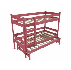 Patrová postel s výsuvnou přistýlkou PPV 013 (Rozměr: 90 x 190 cm, Prostor mezi lůžky: 80 cm, Barva dřeva: barva růžová)