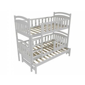 Patrová postel s výsuvnou přistýlkou PPV 014 se zábranou (Rozměr: 90 x 200 cm, Prostor mezi lůžky: 90 cm, Barva dřeva: barva bílá)