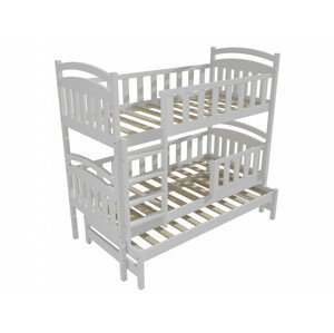 Patrová postel s výsuvnou přistýlkou PPV 014 se zábranou (Rozměr: 80 x 200 cm, Prostor mezi lůžky: 90 cm, Barva dřeva: barva bílá)