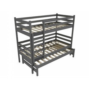 Patrová postel s výsuvnou přistýlkou PPV 015 (Rozměr: 90 x 190 cm, Prostor mezi lůžky: 80 cm, Barva dřeva: barva šedá)