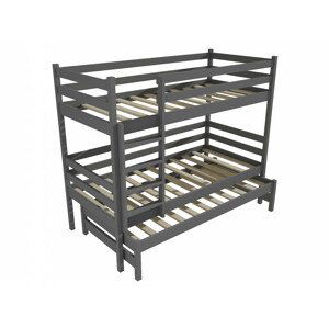 Patrová postel s výsuvnou přistýlkou PPV 015 (Rozměr: 80 x 200 cm, Prostor mezi lůžky: 100 cm, Barva dřeva: barva šedá)