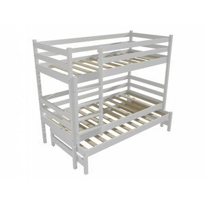 Patrová postel s výsuvnou přistýlkou PPV 015 (Rozměr: 90 x 190 cm, Prostor mezi lůžky: 100 cm, Barva dřeva: barva bílá)