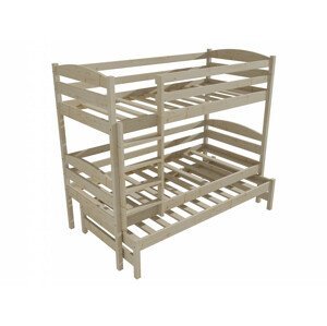 Patrová postel s výsuvnou přistýlkou PPV 016 (Rozměr: 90 x 190 cm, Prostor mezi lůžky: 100 cm, Barva dřeva: surové dřevo)