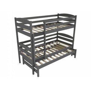 Patrová postel s výsuvnou přistýlkou PPV 016 (Rozměr: 90 x 190 cm, Prostor mezi lůžky: 80 cm, Barva dřeva: barva šedá)