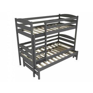 Patrová postel s výsuvnou přistýlkou PPV 016 (Rozměr: 80 x 190 cm, Prostor mezi lůžky: 100 cm, Barva dřeva: barva šedá)