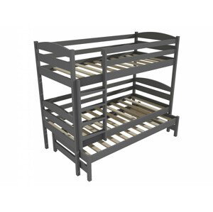 Patrová postel s výsuvnou přistýlkou PPV 016 (Rozměr: 80 x 200 cm, Prostor mezi lůžky: 90 cm, Barva dřeva: barva šedá)