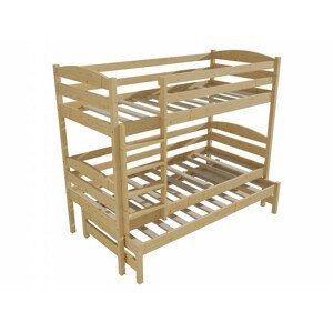 Patrová postel s výsuvnou přistýlkou PPV 016 (Rozměr: 90 x 190 cm, Prostor mezi lůžky: 80 cm, Barva dřeva: bezbarvý lak)