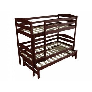 Patrová postel s výsuvnou přistýlkou PPV 016 (Rozměr: 90 x 190 cm, Prostor mezi lůžky: 80 cm, Barva dřeva: moření ořech)