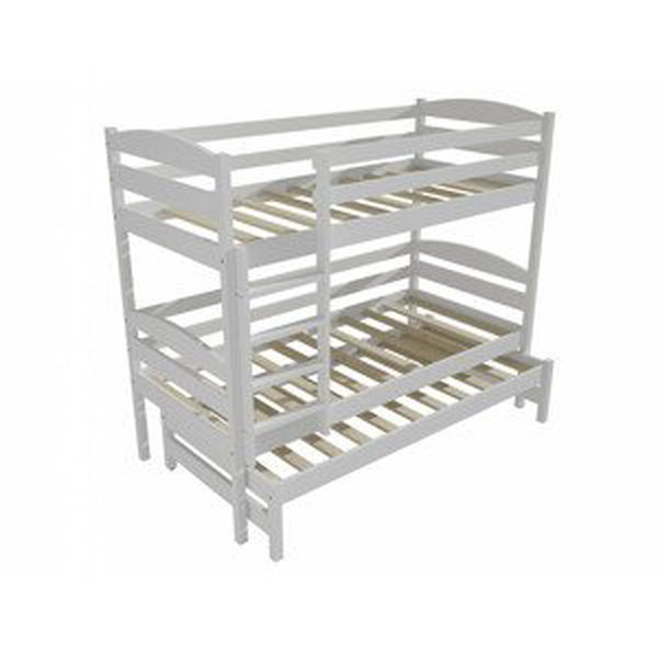 Patrová postel s výsuvnou přistýlkou PPV 016 (Rozměr: 90 x 190 cm, Prostor mezi lůžky: 90 cm, Barva dřeva: barva bílá)