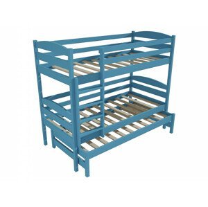 Patrová postel s výsuvnou přistýlkou PPV 016 (Rozměr: 90 x 190 cm, Prostor mezi lůžky: 80 cm, Barva dřeva: barva modrá)