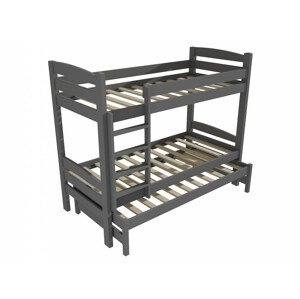 Patrová postel s výsuvnou přistýlkou PPV 017 (Rozměr: 90 x 190 cm, Prostor mezi lůžky: 100 cm, Barva dřeva: barva šedá)