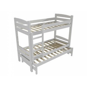 Patrová postel s výsuvnou přistýlkou PPV 017 (Rozměr: 90 x 190 cm, Prostor mezi lůžky: 90 cm, Barva dřeva: barva bílá)