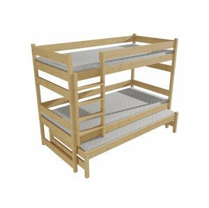 Patrová postel s výsuvnou přistýlkou PPV 018 (Rozměr: 90 x 190 cm, Prostor mezi lůžky: 80 cm, Barva dřeva: surové dřevo)
