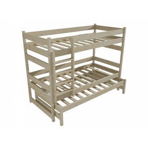 Patrová postel s výsuvnou přistýlkou PPV 018 (Rozměr: 80 x 180 cm, Prostor mezi lůžky: 90 cm, Barva dřeva: surové dřevo)