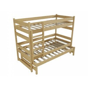 Patrová postel s výsuvnou přistýlkou PPV 018 (Rozměr: 80 x 180 cm, Prostor mezi lůžky: 90 cm, Barva dřeva: bezbarvý lak)