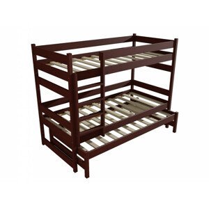 Patrová postel s výsuvnou přistýlkou PPV 018 (Rozměr: 80 x 180 cm, Prostor mezi lůžky: 80 cm, Barva dřeva: moření ořech)