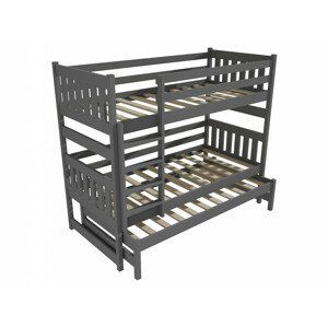 Patrová postel s výsuvnou přistýlkou PPV 019 (Rozměr: 90 x 190 cm, Prostor mezi lůžky: 90 cm, Barva dřeva: barva šedá)
