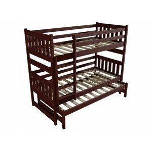 Patrová postel s výsuvnou přistýlkou PPV 019 (Rozměr: 90 x 190 cm, Prostor mezi lůžky: 80 cm, Barva dřeva: moření ořech)